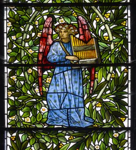 Monkton freira, St Mary, Morris Marshall & Faulkner & Co, William Morris, Edward Burne-Jones, músico de anjo, 1873